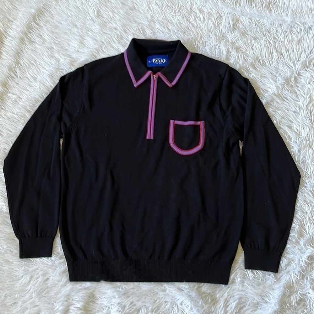 NWOT AWAKE NY Zip up polo Men’s Sweet Memory Knit in black size XL